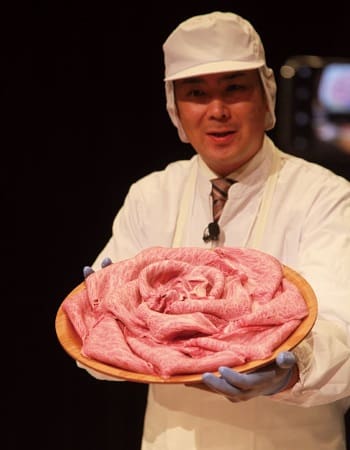 ジェトロ主催の日本産和牛のプロモーション･イベントでお披露目されたしゃぶしゃぶ肉