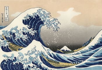 「富獄三十六景」の中でも代表的な作品として海外でも知られている「神奈川沖浪裏」。新型パスポートにも採用された