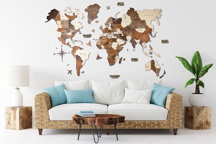 3D World Map Multicolor（XLサイズ 200×120cm / ベーシック / $647 ※為替レートの状況により価格変動あり）